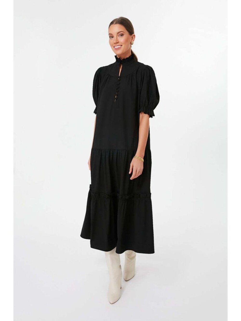 Pomander Place by Tuckernuck Black Selena Maxi Dress size XXL 2XL Puff Sleeve